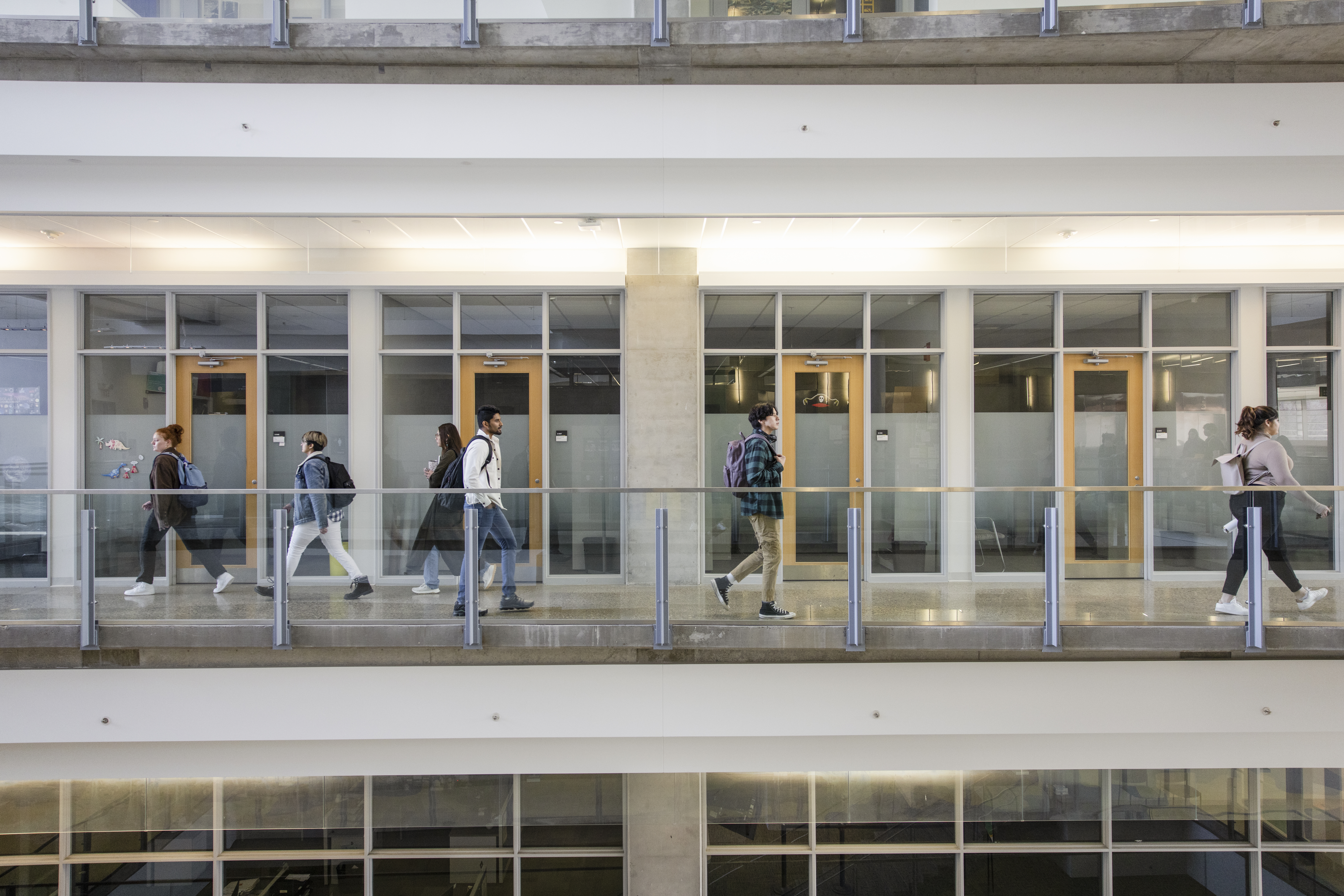 People walking across a pedway
