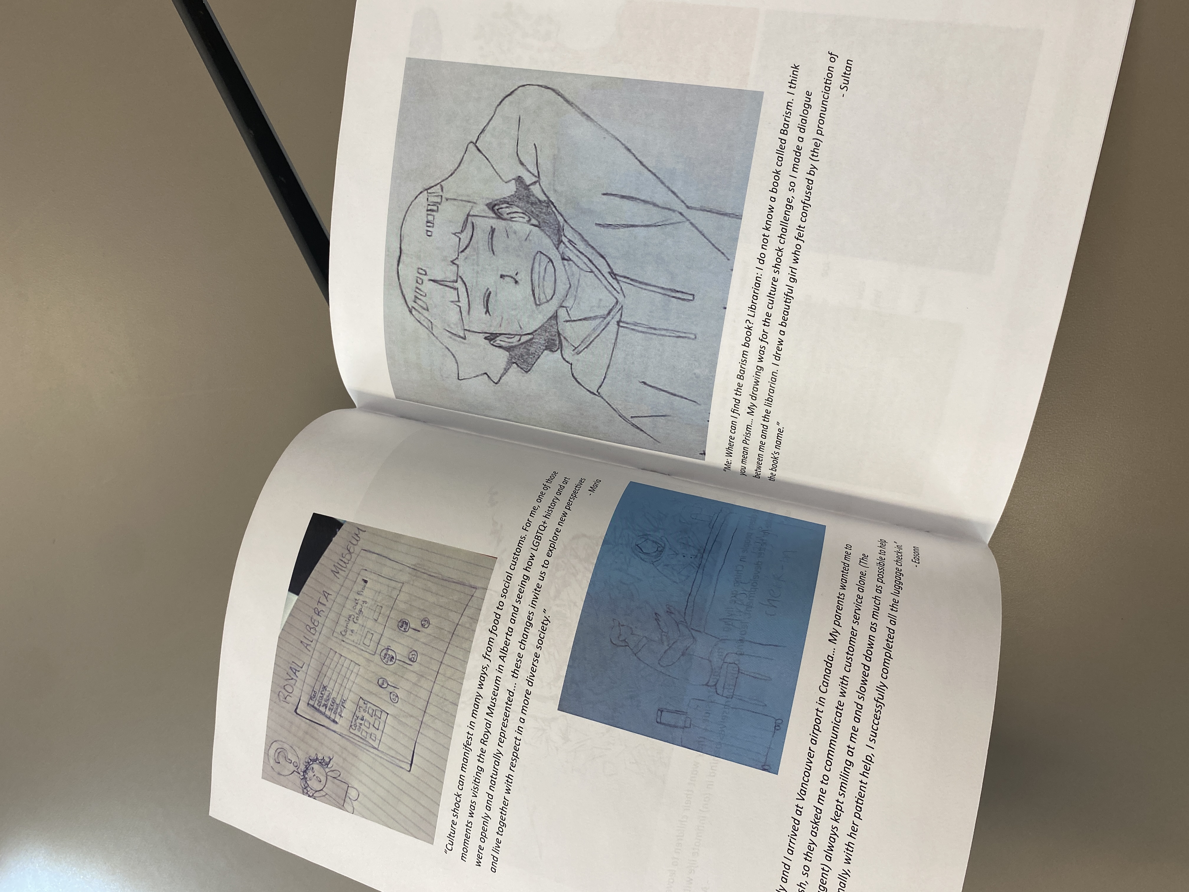 booklet with hand drawn art