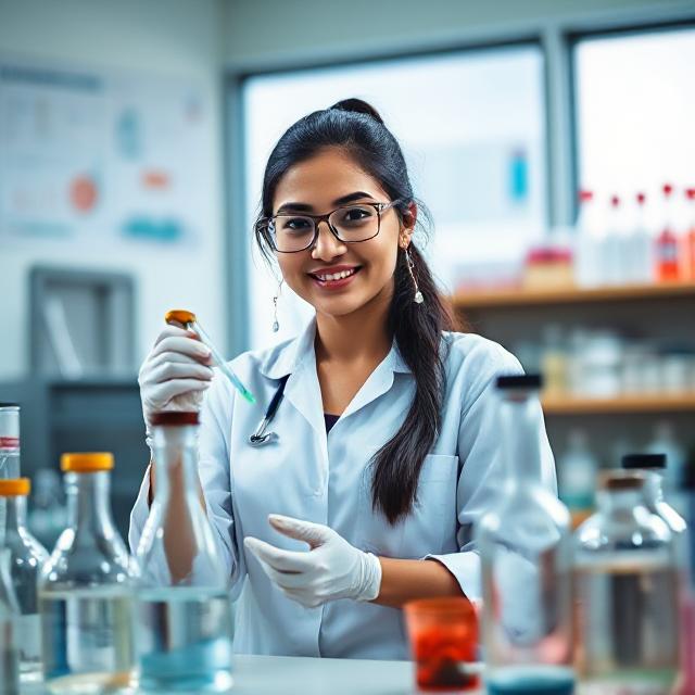 Woman working in a chemistry lab