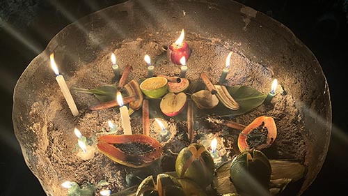 An offering to a spirit revered in the religion of Umbanda, a unique blend of Afro-Brazilian beliefs, Spiritism and Christianity