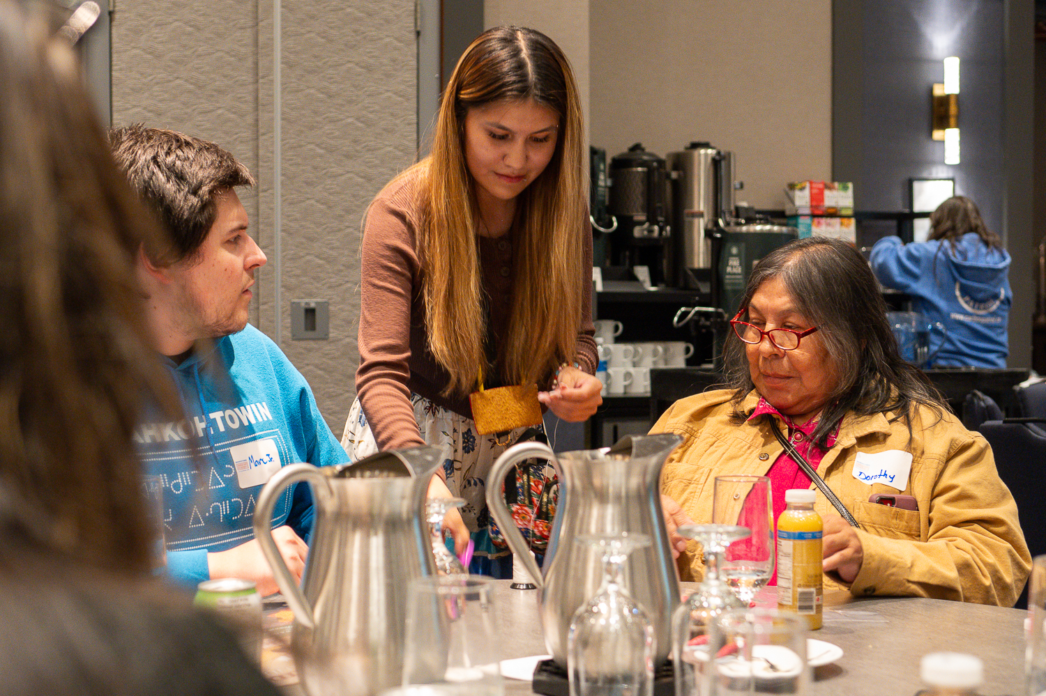 Rebecca Wanyandie leads beading activity