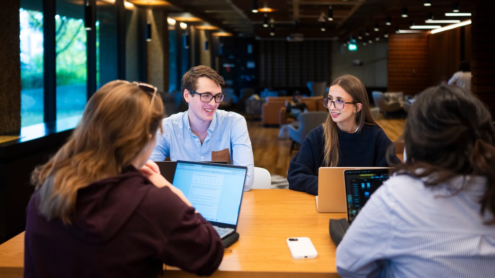 Four students studying in the Law Centre