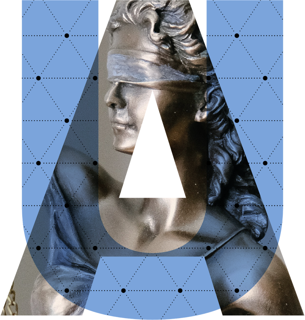 UA graphic depicting the statue of the blind justice