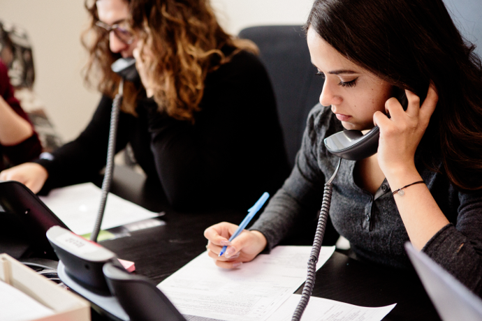 People making phone calls