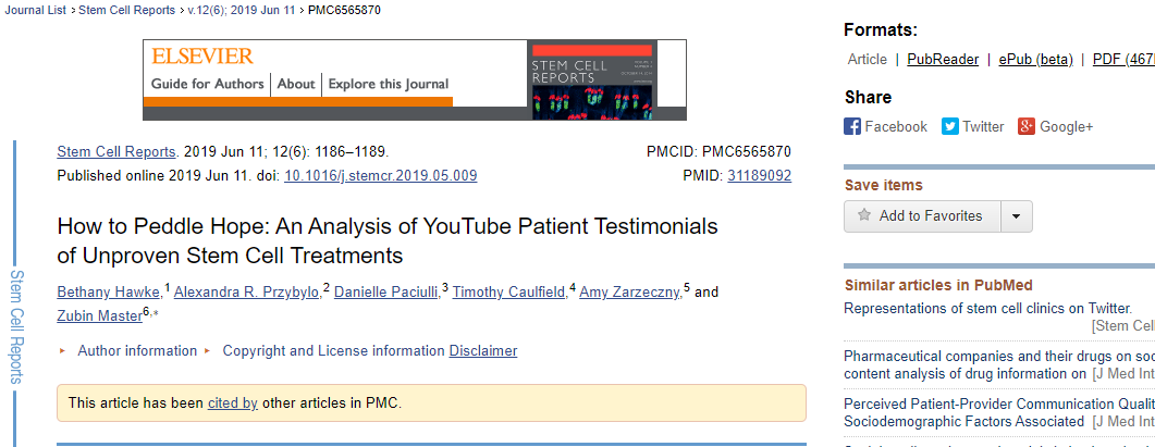 youtube-patient-testimonials-unproven-stem-cell