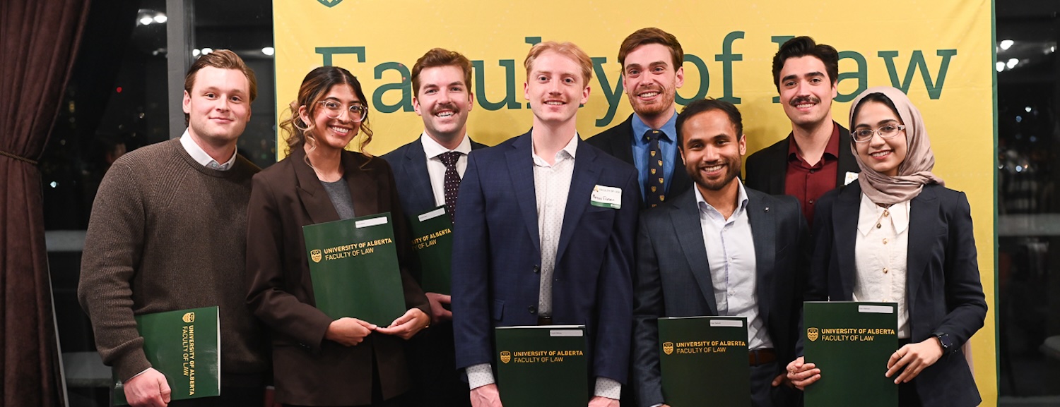 Students receiving awards at the Law awards celebration