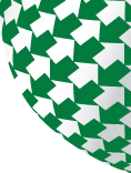 Repeating green and white arrows form the bottom left quadrant of the U of A shield