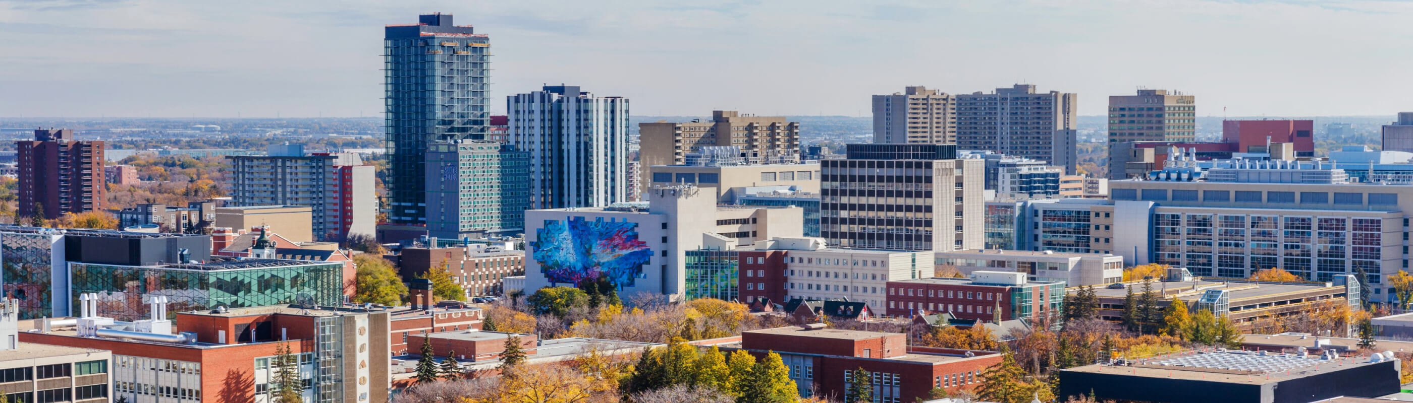 Aerial view of the University of Alberta north campus and surrounding area