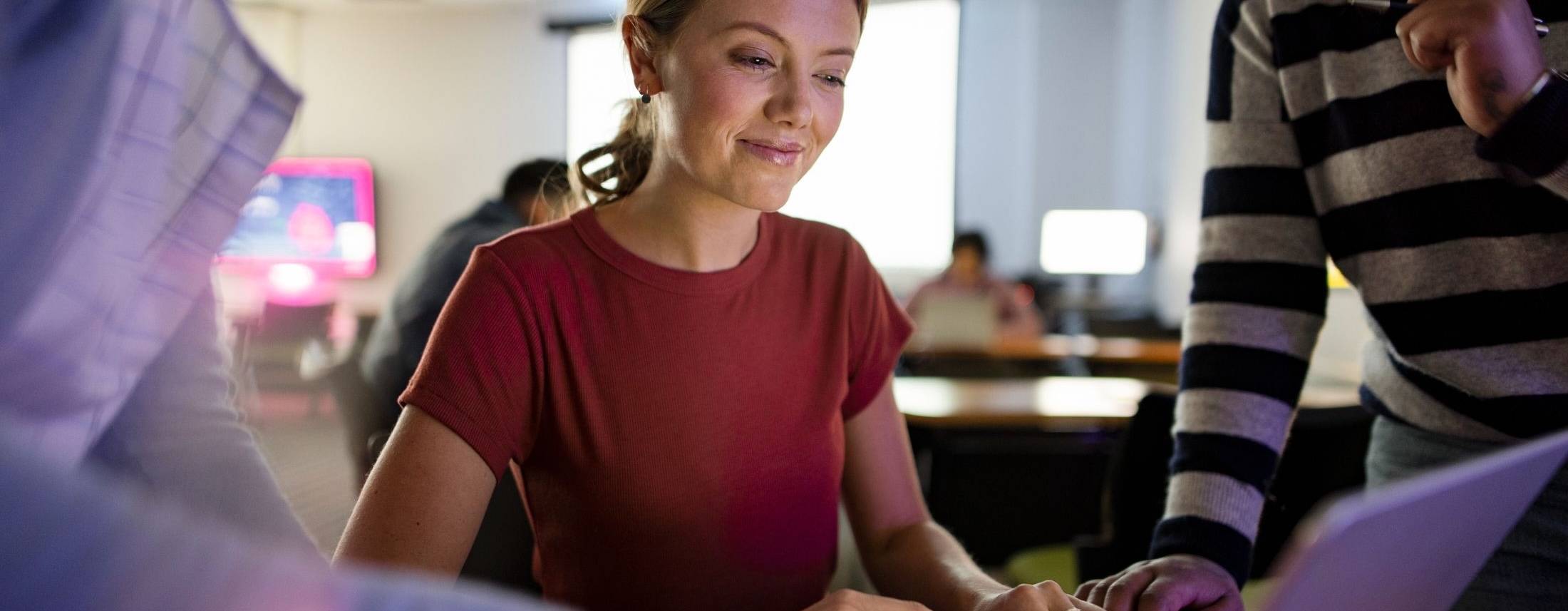 Woman looking at a laptop