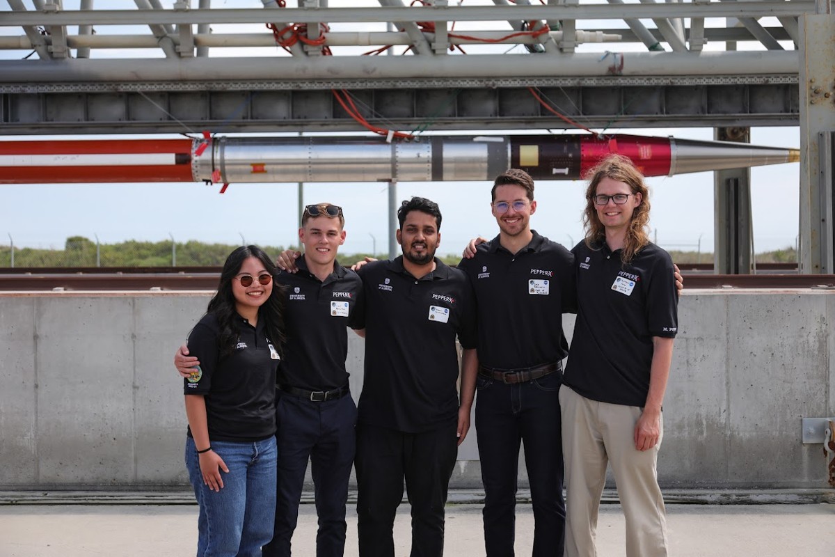 The PEPPER-X student project team, pictured at NASA's Wallops Flight Facility in Virginia.
