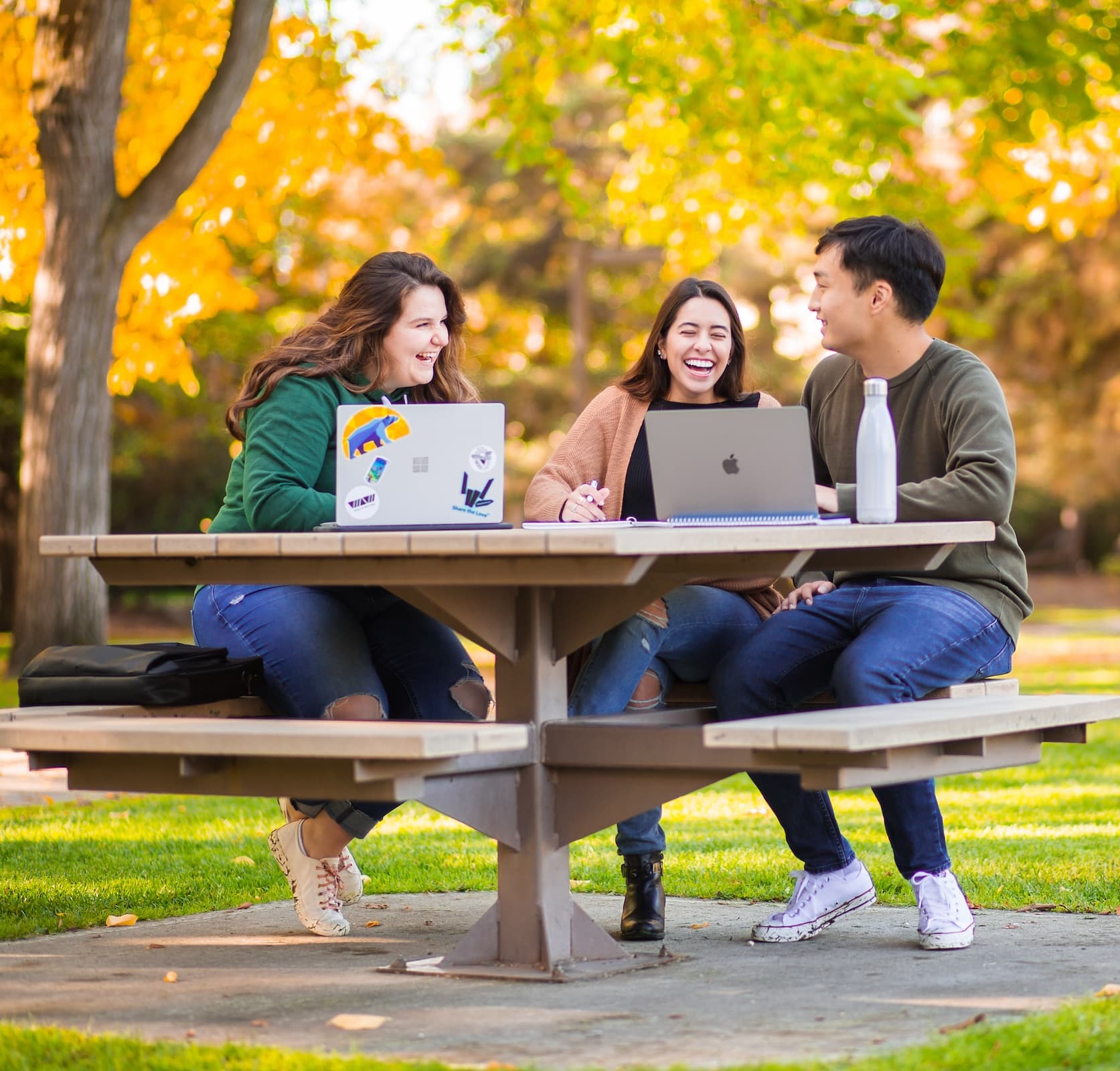 Students hanging out and studying in Quad